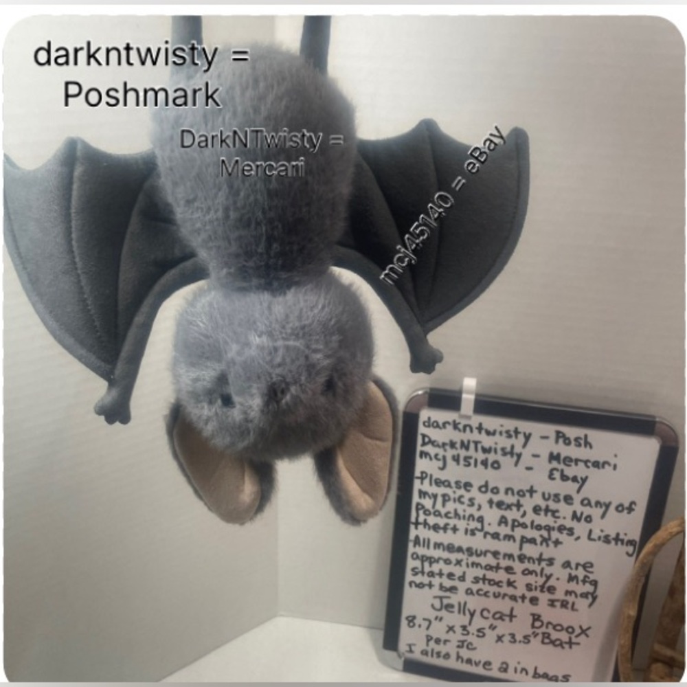 BNWT JELLYCAT BROOX BAT ADORABLE AUTH DIGITAL REC - Picture 2 of 9